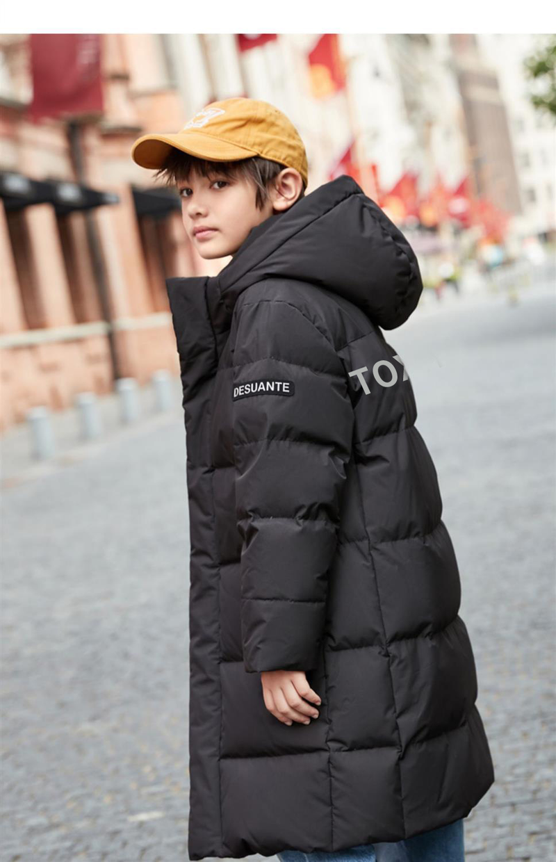Doudoune pour adolescents et garçons, veste d'hiver tendance en duvet de canard blanc épais mi-longue pour hommes, veste rembourrée en coton pour garçons au-dessus du genou_voghion.com