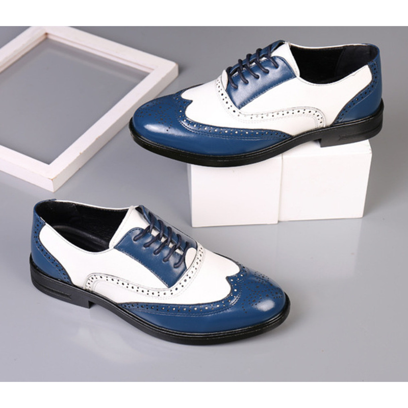 Scarpe eleganti da lavoro da uomo Scarpe classiche formali in pelle Scarpe stringate Oxford con punta alari per uomo Moda comoda_voghion.com