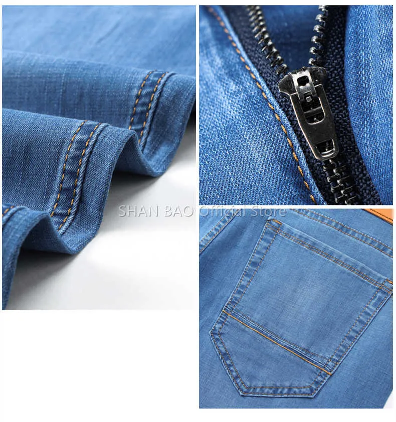 SHAN BAO Jeans dritti larghi e leggeri elasticizzati 22 Jeans in denim sottile da uomo casual stile classico estivo_voghion.com