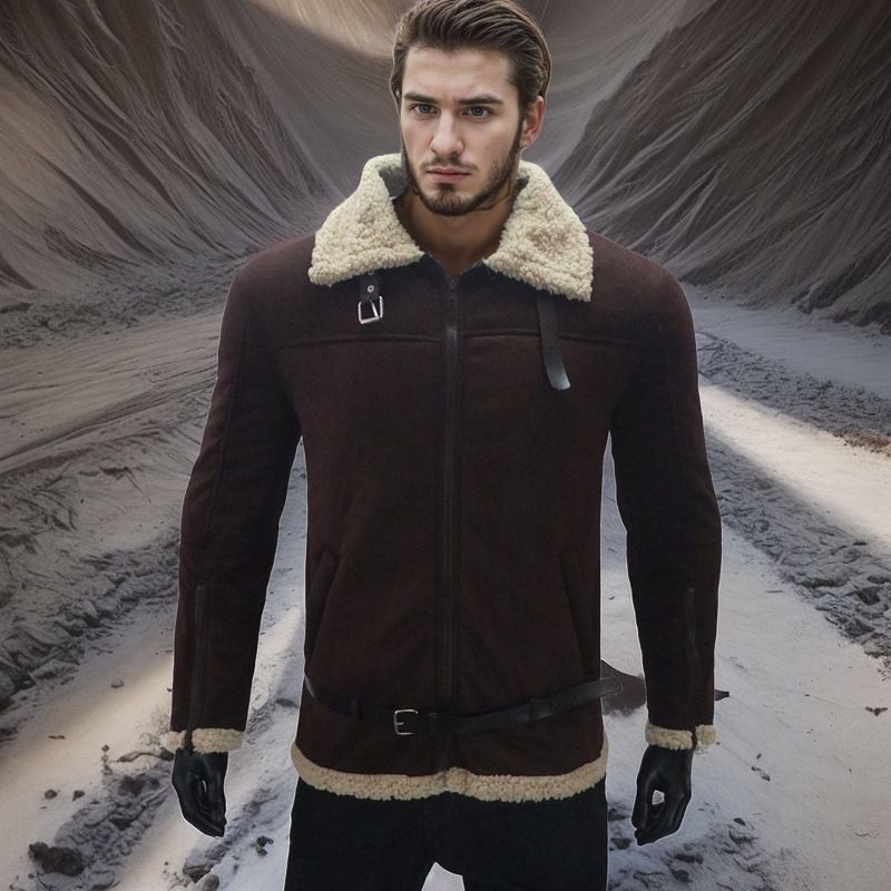 Suitable For All Seasons 2024 New Men's Shearling Thickened Suede Jacket Hot Sale_voghion.com