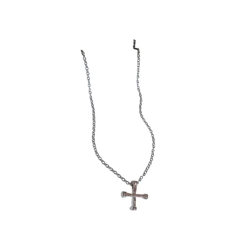 y2k Stacked Cross Necklace Women's Light Luxury Simple Cold Wind Sweater Chain Sweet Cool Niche High Sense Collarbone Chain_voghion.com