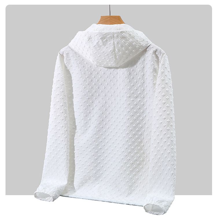 Roupas masculinas de verão, grossas, jacquard 5D, proteção solar, roupas, tamanho grande, jaqueta fina_voghion.com