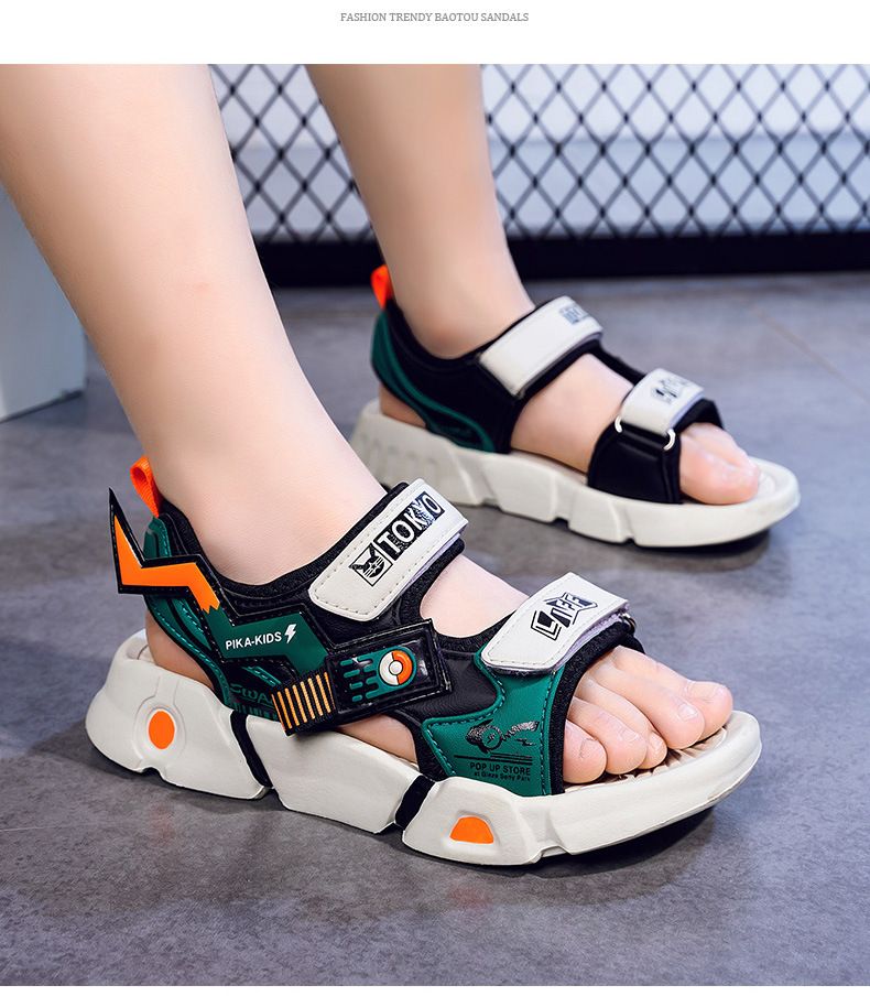Sandalen männlich 2024 Neue Sommer hübsche mittlere und große Strand atmungsaktive Grundschule Kinderschuhe_voghion.com