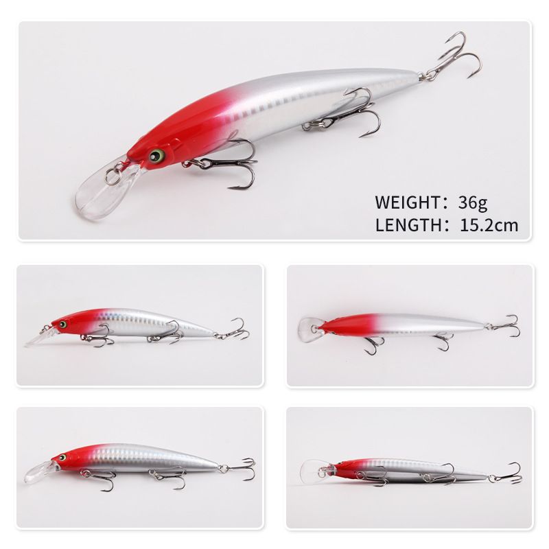 Lure Bait Laser Long Distance Casting Sinking ABS Lead Block Minnow 15.2cm36g Three Hook Perch Freshwater Sea Fishing Bait_voghion.com