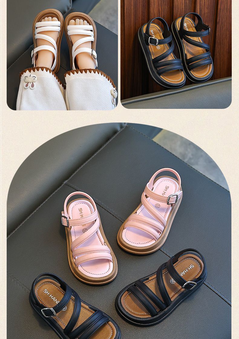 Sandali per bambine con punta aperta, temperamento estivo, nuova moda, scarpe da principessa, studenti, carini, versatili, sandali stranieri_voghion.com