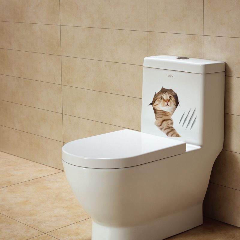 Cartoon kattentoilet sticker, schattige dierenuitdrukkingen, badkamer, keuken, glazen deur, koelkast, gratis stickers_voghion.com