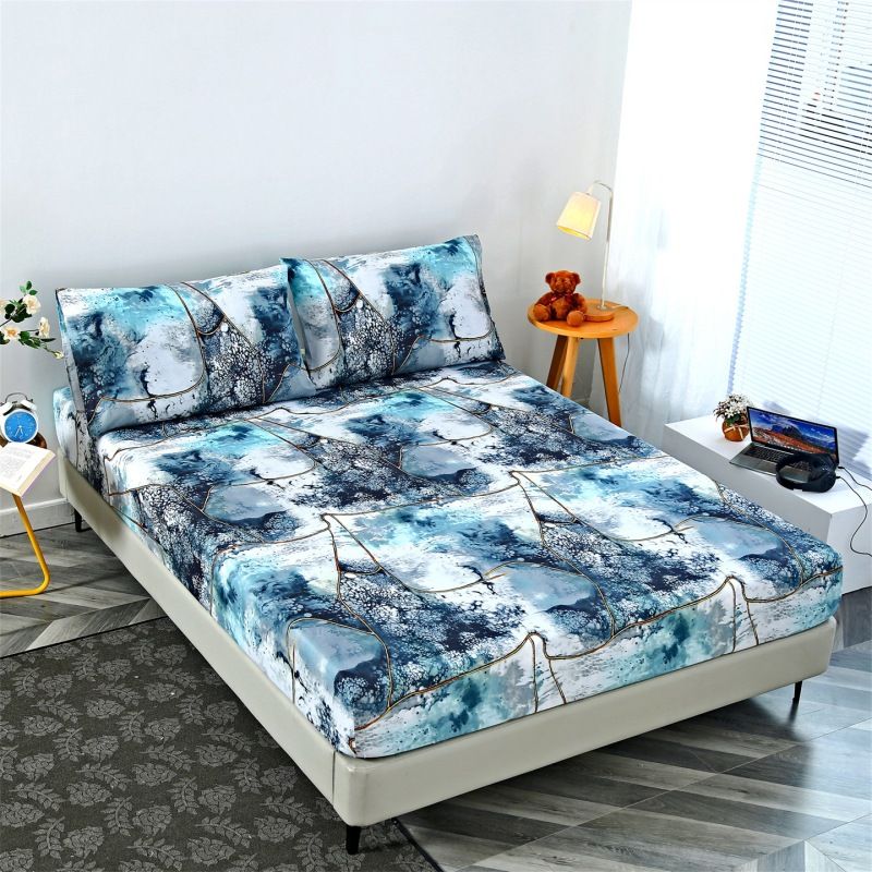 Lenzuolo con angoli in cotone con aloe di alta qualità - Coprimaterasso stampato per letto matrimoniale con elastico in vita per protezione dalla polvere_voghion.com