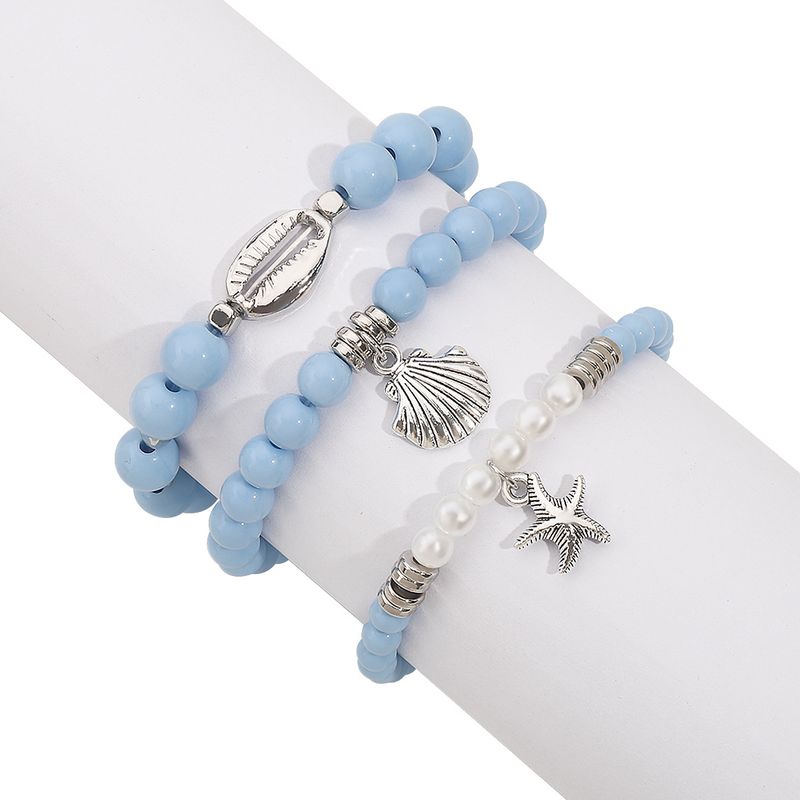 B2708 Bohemian Casual Vacation Style Starfish Shell Sweet Colorful Beaded Bracelet Set_voghion.com