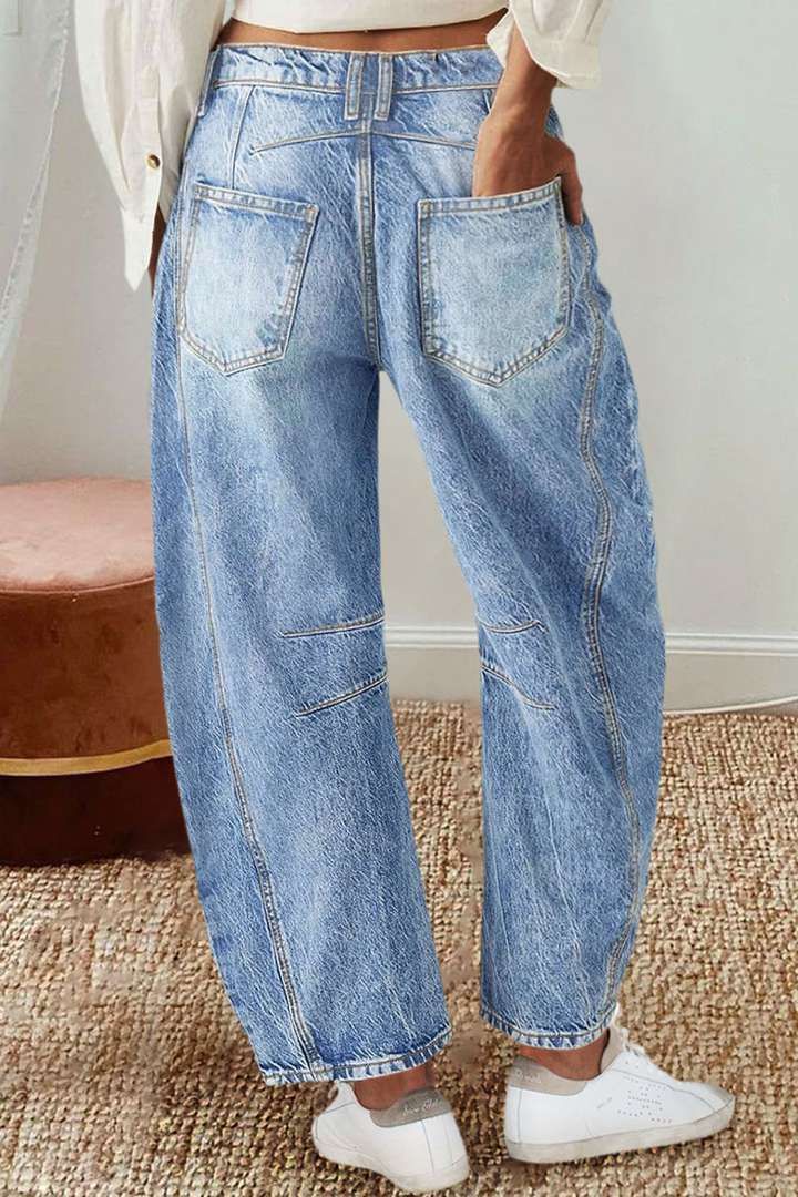 Vêtements pour femmes transfrontaliers Spot 2025 nouveaux pantalons jeans taille haute amples et droits rétro européens et américains pour femmes_voghion.com