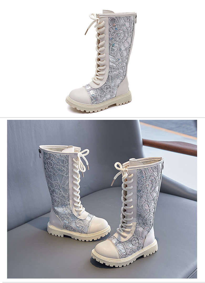 Meisjes Enkele Laars Herfst/Winter Kinderen Lovertjes Prinses Hoge Laarzen Mode Antislip Laarzen Voor Meisjes_voghion.com