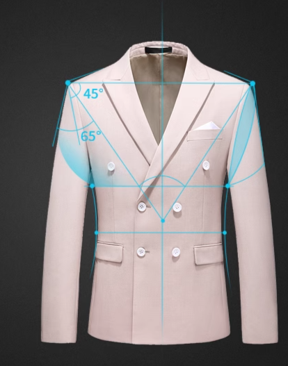 Men's hollow large size suit three-piece double-breasted business casual suit 7110_voghion.com