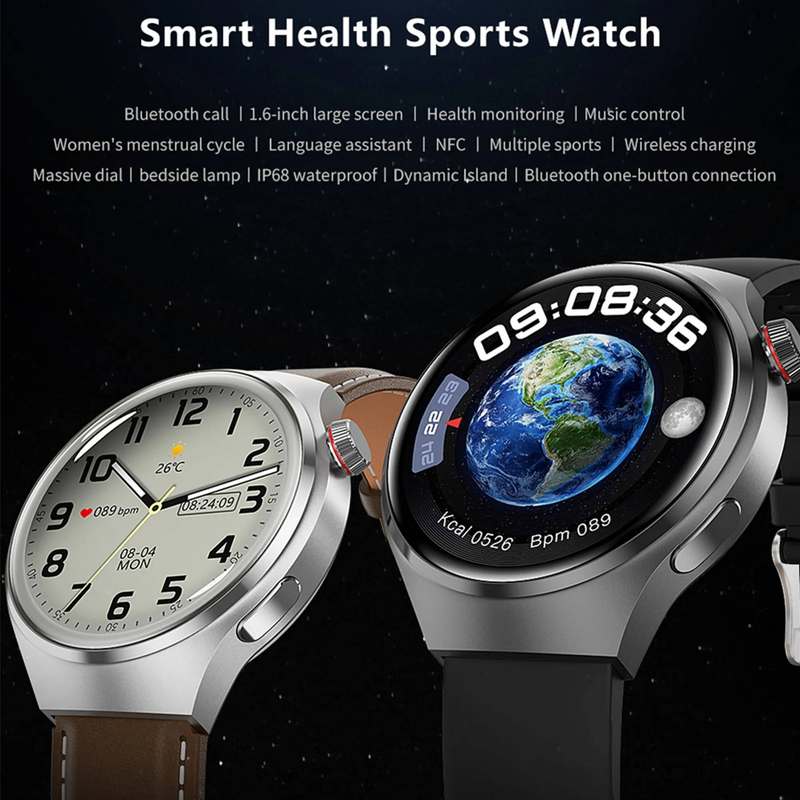 Smartwatch Watch4 Pro für Herren – Hochpräziser Kompass, GPS-Sporttracker, Fitnessmonitor, NFC, kabellose Anrufe – raffiniertes, stilvolles Design_voghion.com