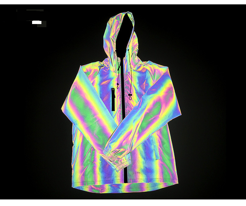 Men's Clothing New style chest zipper jacket autumn and winter new colorful reflective jacket rainbow color luminous jacket wholesale_voghion.com