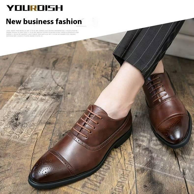 Cost Performance Oxfords Men Red Sole Fashion Business Casual Party Banquet Daily Retro Carved Lace-up Brogue Dress Shoes_voghion.com