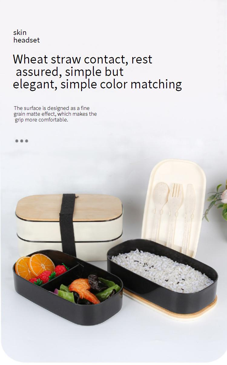 Umweltfreundliche Lunchbox aus Weizenstroh – Mikrowellengeeigneter Bento-Behälter mit Fächern, ideal für Studenten und das Büro (Geschenkfertige Verpackung, BPA-frei)_voghion.com