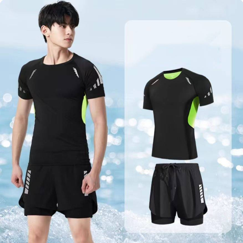 Men's Swimsuit Set, Men's Large-sized Double-layer Swimming Trunks, Top, Men's Swimming Trunks_voghion.com