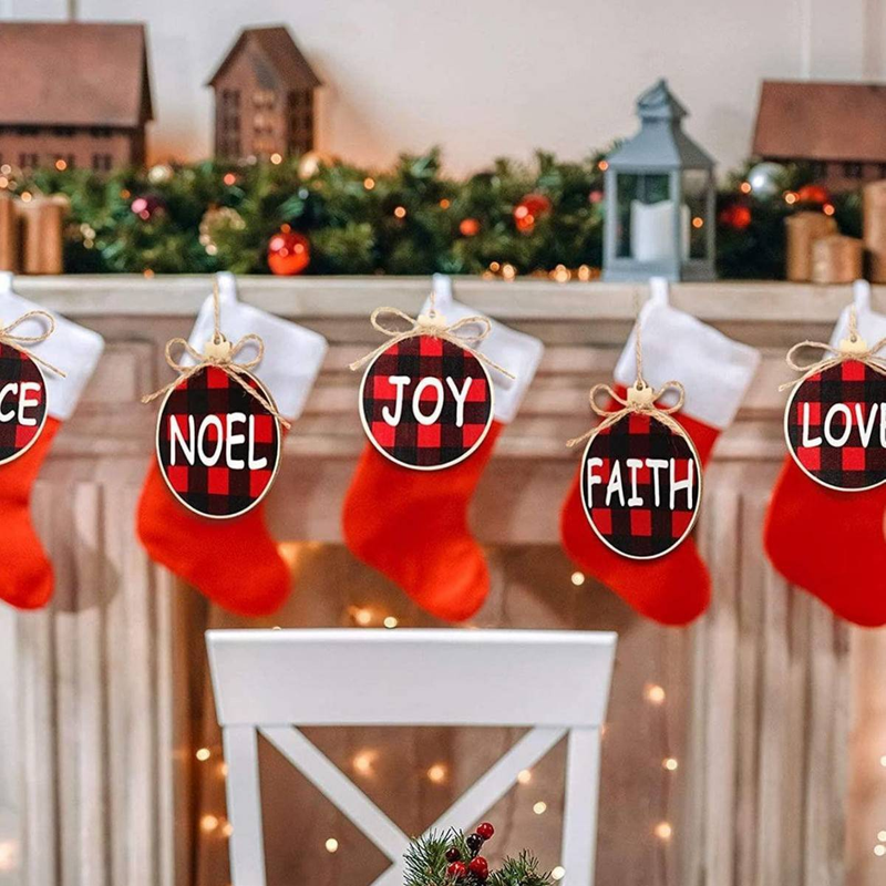 Christmas Decorative Wood Chip DIY Pendant, Christmas Party Gift Wooden Pendant With A Tag_voghion.com