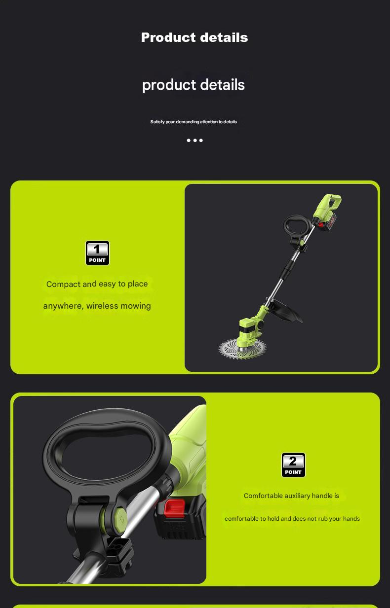 DaVKing Electric Lawn Mower Lithium Battery Lawn Mower New Household Small Rechargeable Lawn Mower Wireless Portable_voghion.com