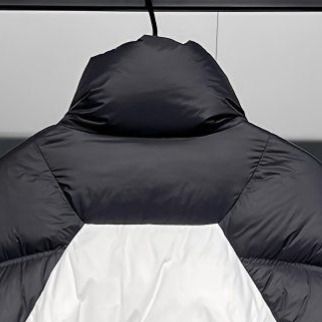 Doudoune courte à imprimé lettres américaines pour homme - Col montant, coutures épaisses et chaleur - Doudoune tendance automne-hiver style urbain_voghion.com