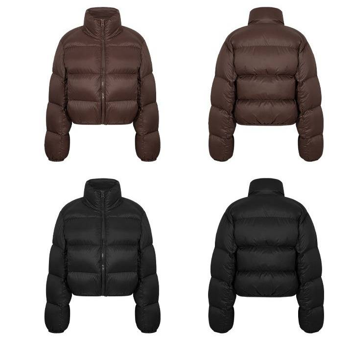 Kurze Pufferjacke für Damen, Oversize-Steppmantel mit Stehkragen, trendige Winter-Streetwear für lässigen & urbanen Style_voghion.com