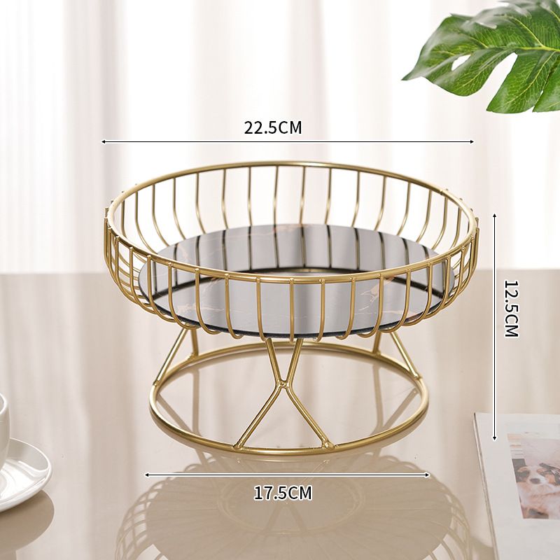 Elegant Metal Fruit Bowl – High-Foot Round Serving Tray For Fruits, Snacks & Home Decor (Gold/Black, Small & Large Sizes)_voghion.com