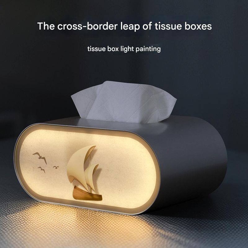 Personalisierte kreative Luxus-Multifunktions-Taschentuchbox, Lichtmalerei, Ornamente, Licht- und Schattenkunst, Nachtlicht_voghion.com