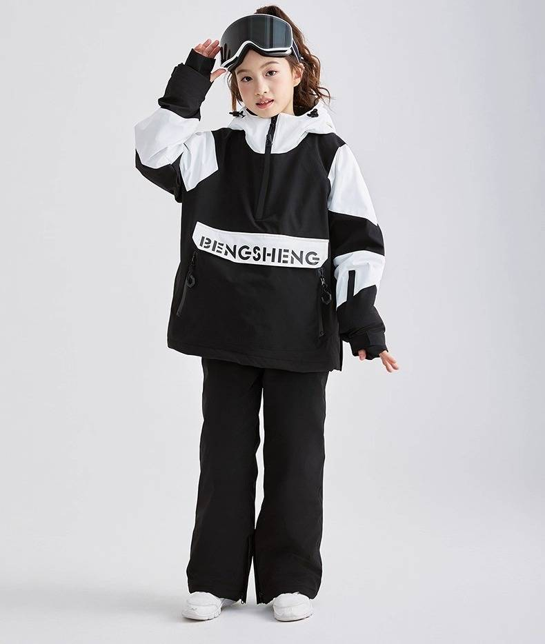 Kids' Waterproof Ski Suit Set – Winter Snow Jacket & Pants For Boys & Girls, Windproof & Thermal Skiing Outfit (Black & White Panda Design)_voghion.com