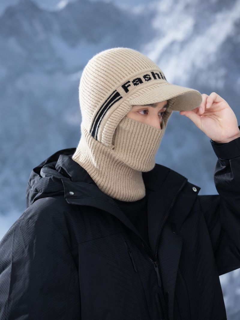 Gorro de punto polar para hombre, de invierno, resistente al viento, de una pieza, para ciclismo al aire libre, con cuello, gorro térmico de lana de una pieza._voghion.com