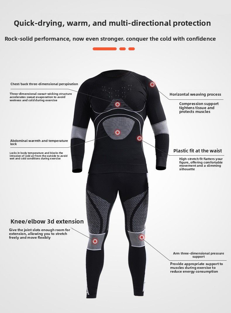 X-BIO New 4.0 Energy Gathering Enhanced Sports Ski Quick-Dry Men's Warm Close-Fitting Sweat-Wicking Compression Long_voghion.com