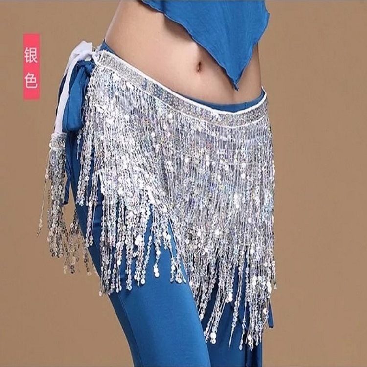 Bauchkette Neue Pailletten Vierlagiger Quastengürtel Indischer Tanz Performance Praxis Krawatte Hüftrock Taillenschal_voghion.com