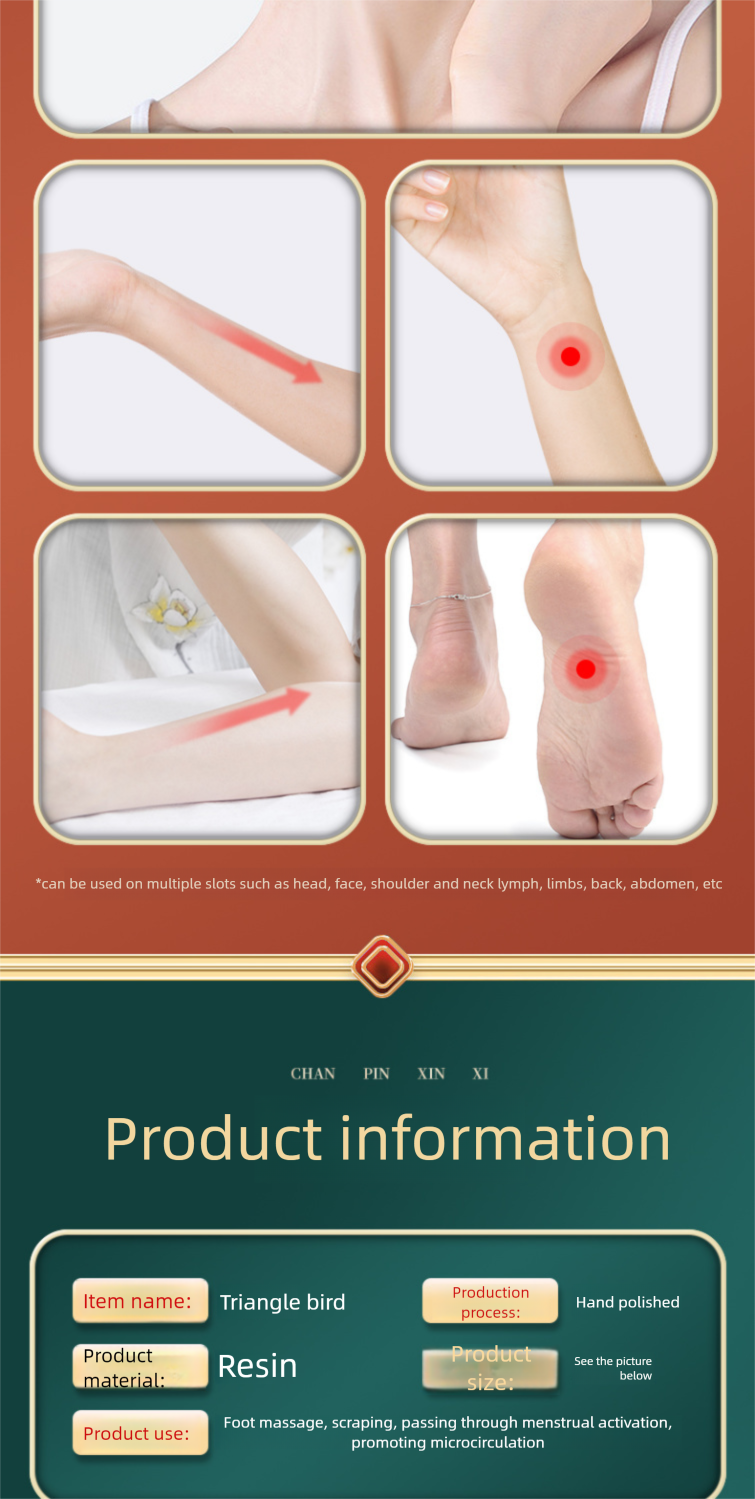 Jingtong Triangle Sparrow Jade Massager Resin Scraping Board Ox Horn Tube Tendon Pulling Stick Plastic Meridian_voghion.com