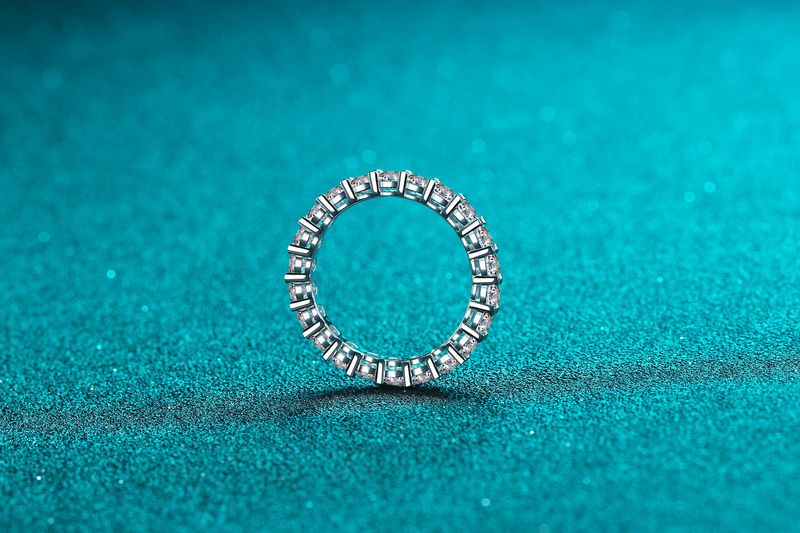 bracciale in argento sterling donna pt950 placcato oro fabbrica push anello a una linea anello a cerchio completo moissanite anello mesone_voghion.com