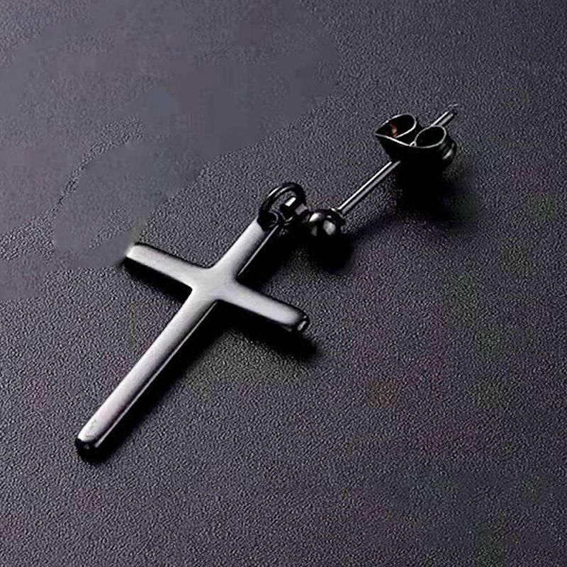 4 paia di orecchini alla moda in acciaio inossidabile a forma di garofano, pendenti in stile punk a croce adatti sia per uomo che per donna_voghion.com