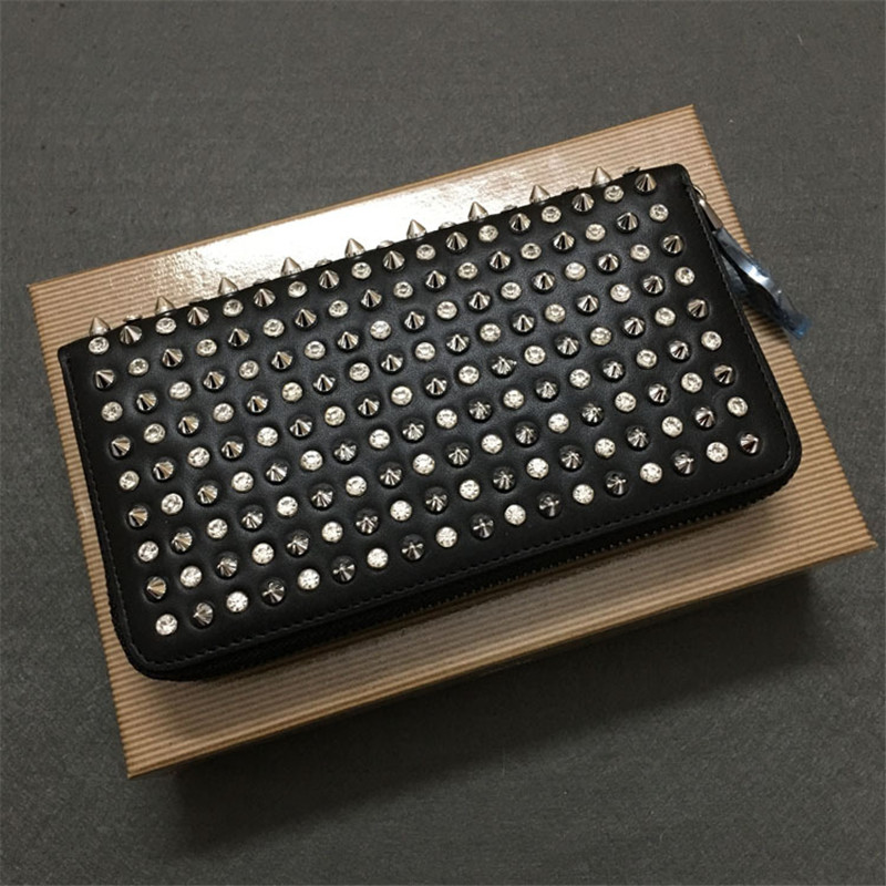 2022 neue Marke Design Punk Lange Zipper Niet Brieftasche Top Qualität Männer Frauen PU Leder Geldbörse_voghion.com