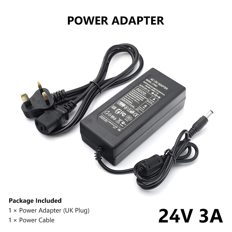 DC 24V 3A US/EU/UK/AU Plug Charger Universal AC100-240V To DC 24V 3A Power Supply Adapter Converter Module Stable High Power_voghion.com