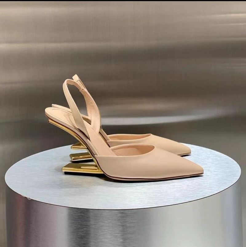 European and American solid color pointed toe open toe high heel sandals for women 2024 summer new elastic band metal heel temperament single shoes_voghion.com