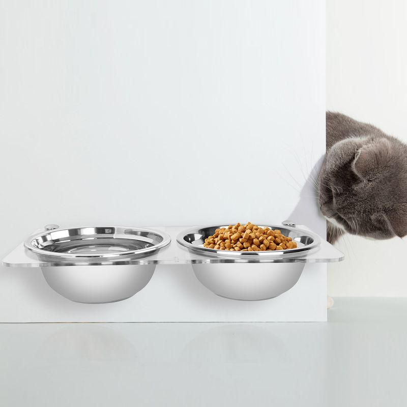 Comedero para gatos, transparente, colgante, para agua potable de mascotas, soporte para cuenco anti-molestias para perros._voghion.com