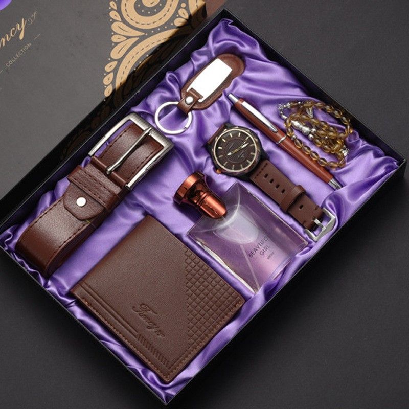 Business Set Herren Geldbörse Uhr Gürtel Parfüm Vatertag Geschenk Geburtstag_voghion.com