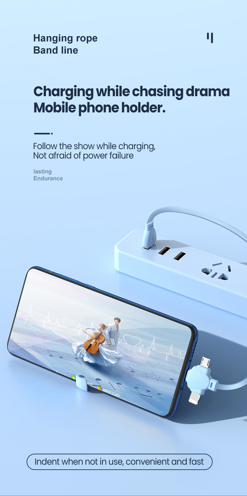 3in1 1.2m USB cable 6A 100W suitable for Huawei Samsung Xiaomi Scalable Mini USB C-type Cable Super Charging C_voghion.com