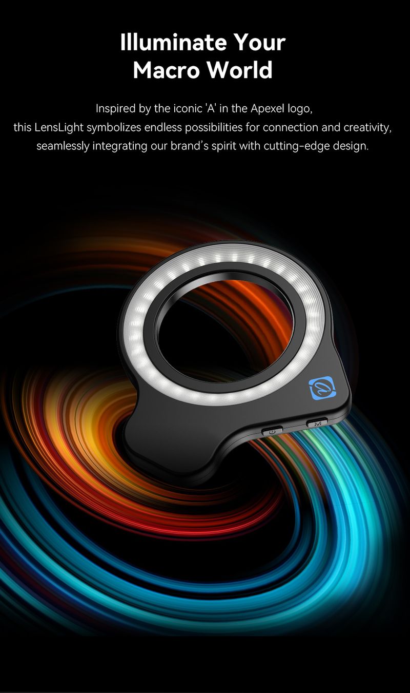 37mm 52mm Thread Fill Light, Camera Lens Ring With High Power+45 Light Modes For APEXEL Ro Lenses_voghion.com