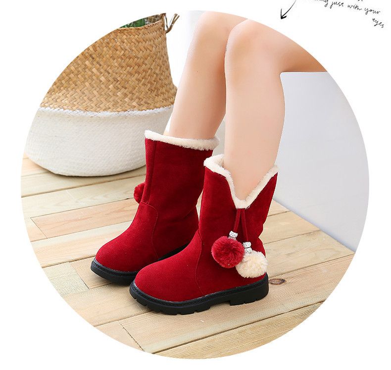 2024 Herbst/Winter Mädchen Lange Eltern-Kind Prinzessin Hairball Schneestiefel, Kinderschuhe, Damen Samt_voghion.com