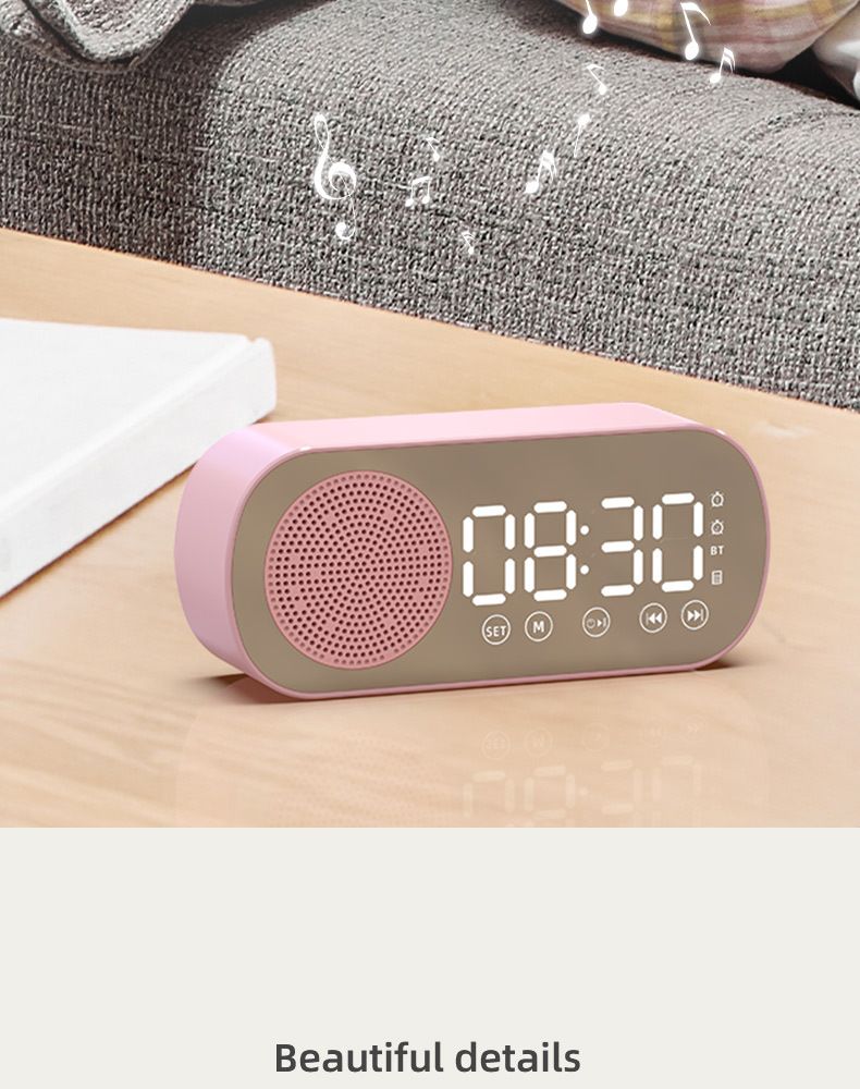 Nieuwe klok draadloze Bluetooth-kaartluidspreker thuiswekker draagbare mini-audioradio voor buiten_voghion.com