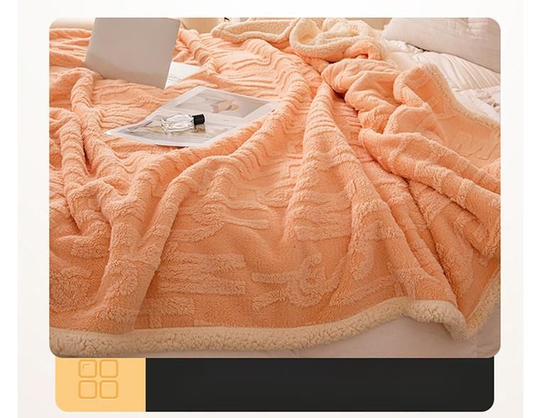 2025 Letter Pattern Taffeta Lamb Wool Thickened Multi-Functional Autumn Winter Throw Double-Sided Fleece Solid Color Nap_voghion.com