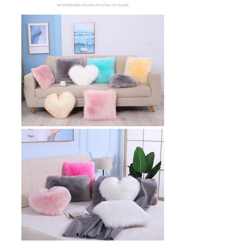Nordischer Stil, langer Plüsch, schlicht, einfarbig, Wollkissenbezug für die Kopfstütze des Schlafsofas_voghion.com