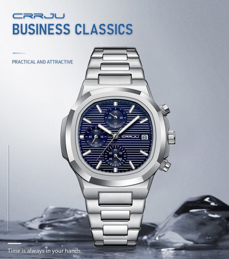 Relógio de quartzo quadrado feminino elegante com visor de data, à prova d'água, multifuncional, design de seis ponteiros, caixa e pulseira de liga, relógio de seis pinos_voghion.com