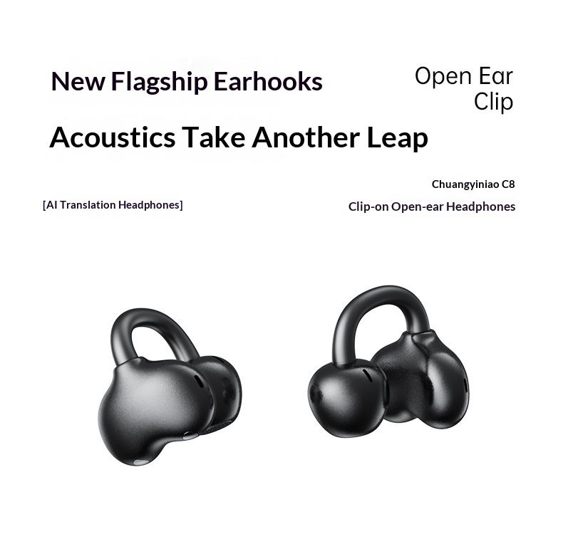 NeoGear New Clip-on Bluetooth Earphones AI Translation Air Bone Conduction Open Wireless Sports Ear Hook Style_voghion.com