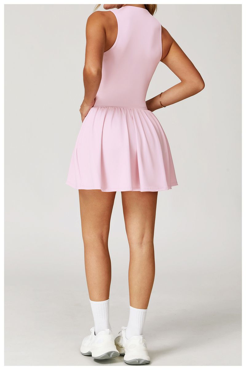 Cloud-Touch Layered Collar Dress - Anti-Peek Running Skirt With A-Line Hem For Tennis, Workouts & Outdoor Activities_voghion.com