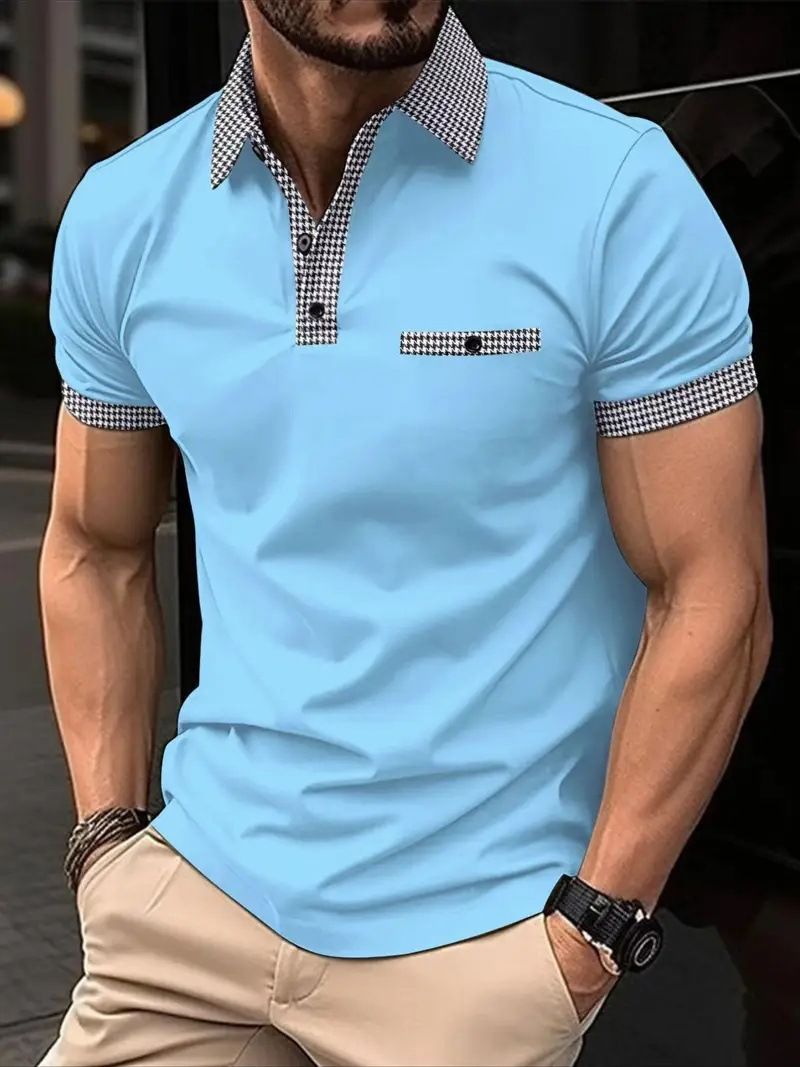 Herrenbekleidung Sommermode 3D-Digitaldruck Revers Lose Lässig Kurzarm Poloshirt mit Knopf_voghion.com