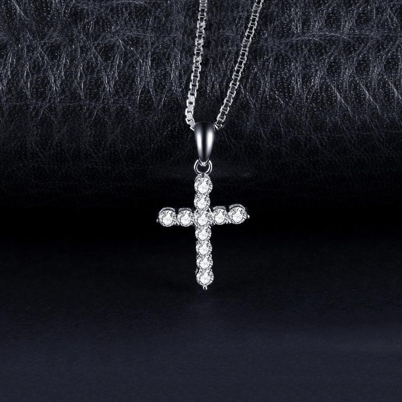 Hot sales JewelryPalace Cross Sideway Sterling Sier Cubic Zirconia Pendant Necklace for Women Yellow Rose Gold Plated No Chain_voghion.com