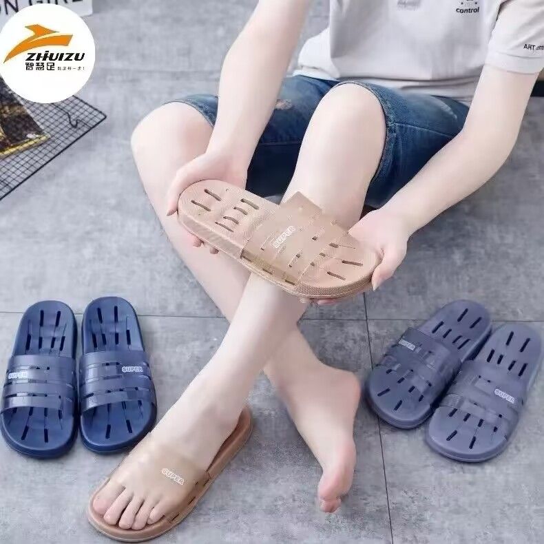 Smart Foot Light Magnetic Thick Sole Solid Color Bathroom Slippers_voghion.com